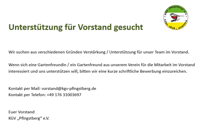 Unterstützung Vorstand