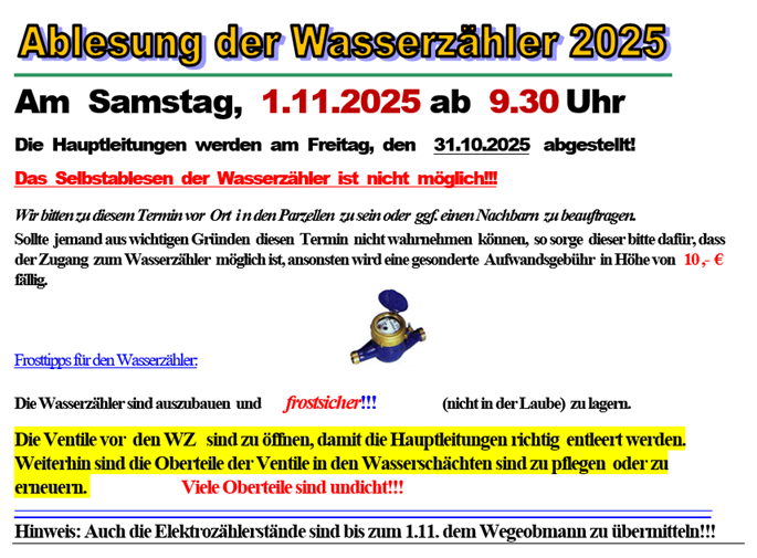 Wasser abstellen 2025